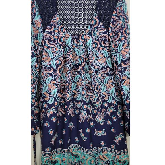 Sequin Hearts Dress Womens Small Midi Boho Cottage Core Peasant Whimsical Dress - Picture 2 of 7